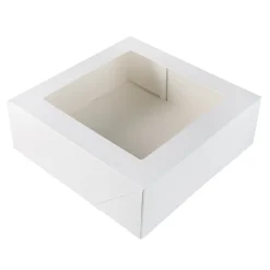 Taartdoos met venster 26x26x9cm. Wit 50st