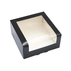 Taartdoos met venster 19x19x9cm Zwart**