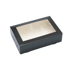 Taartdoos met venster 19x12,5x5cm Zwart**