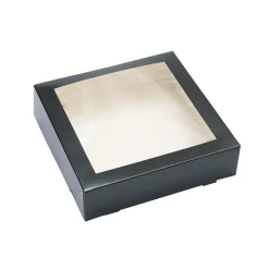 Taartdoos met venster 19x19x5cm Zwart**