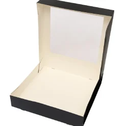 Taartdoos met venster 30x30x6cm. Zwart 50st