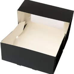 Taartdoos met venster 21x14x9cm. Zwart 50st