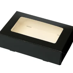 Taartdoos met venster 19x12,5x5cm. Zwart 3st