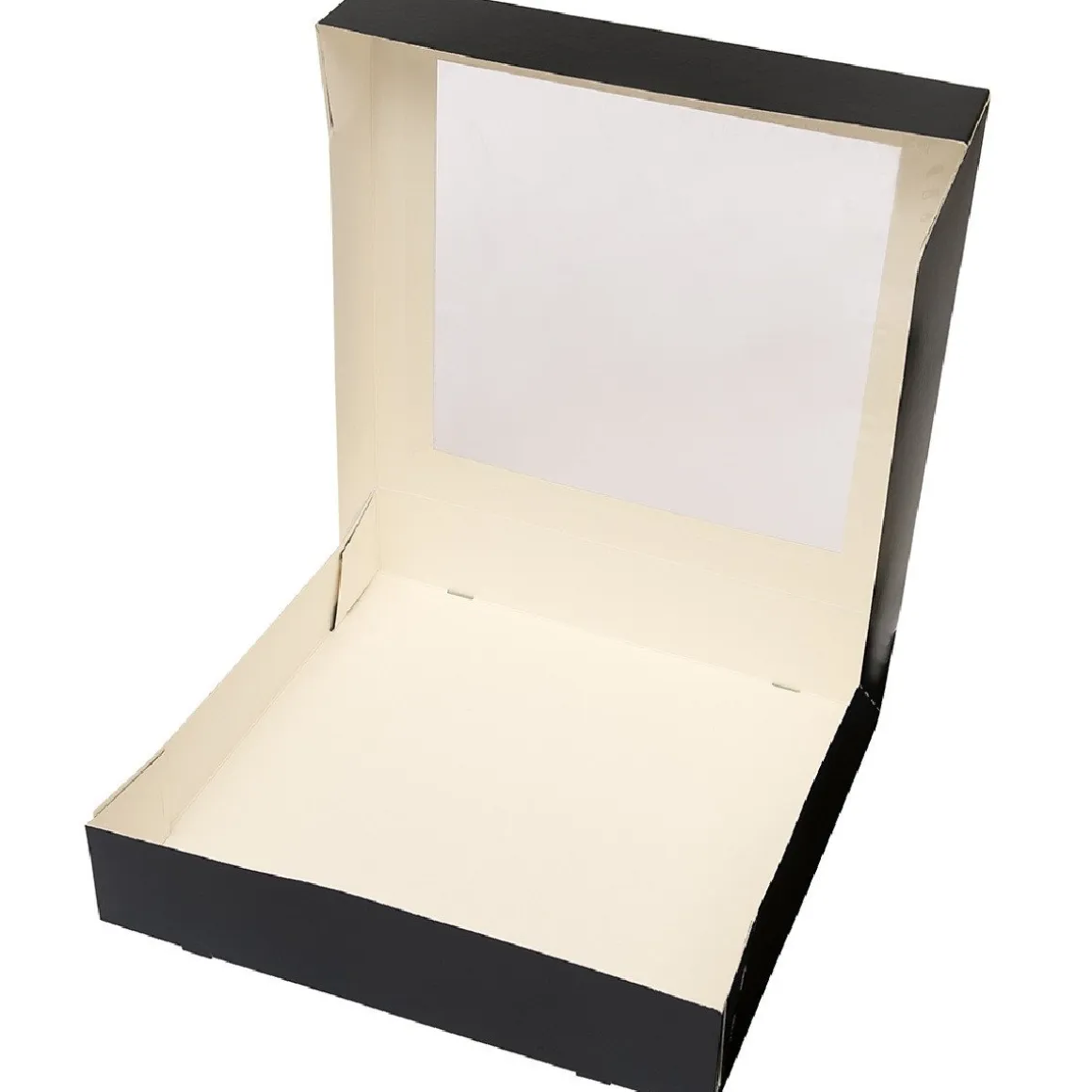 Taartdoos met venster 30x30x6cm. Zwart 3st