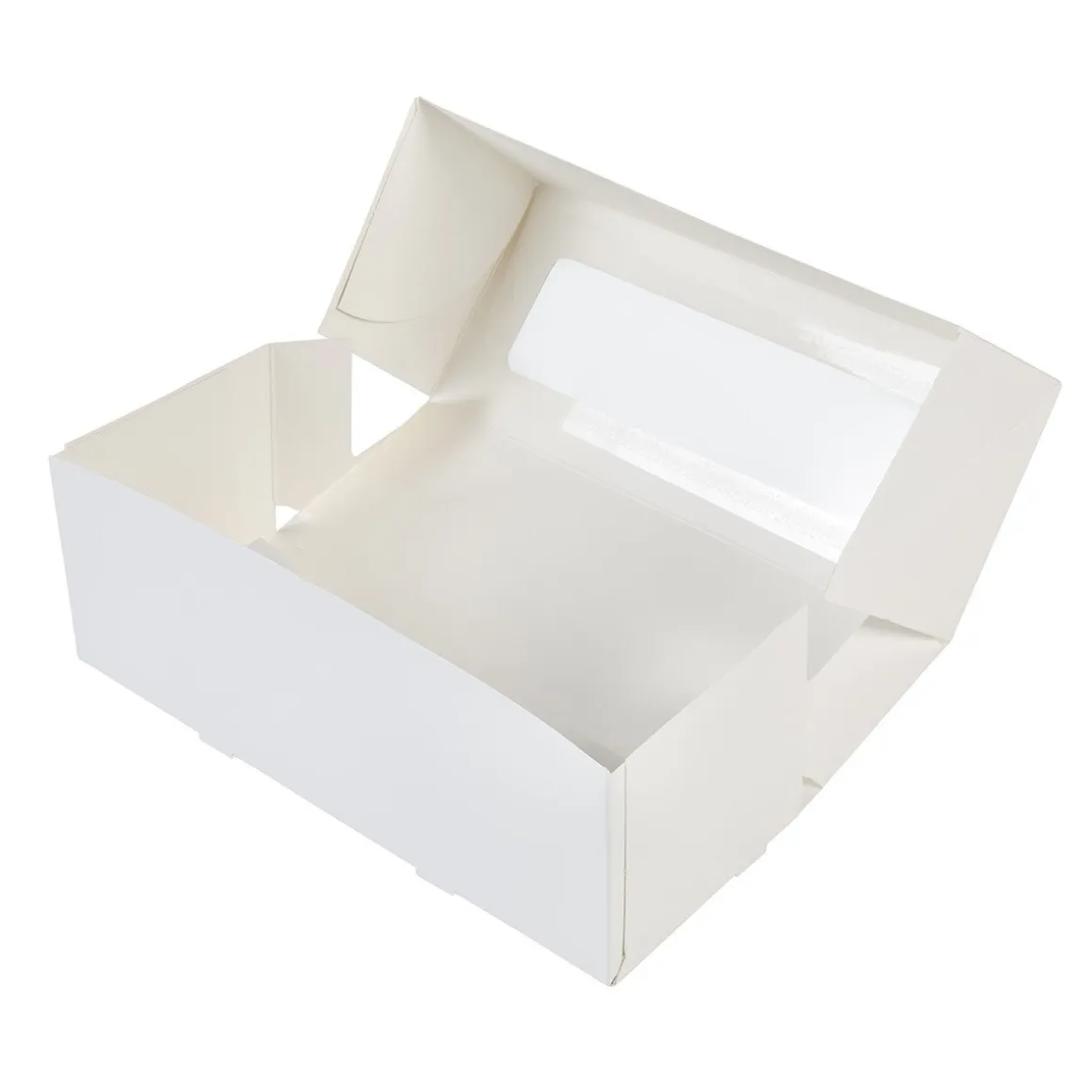 Taartdoos Slof met venster 25x10x9cm. Wit 3st