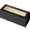 Taartdoos Slof met venster 25x10x9cm. Zwart 3st