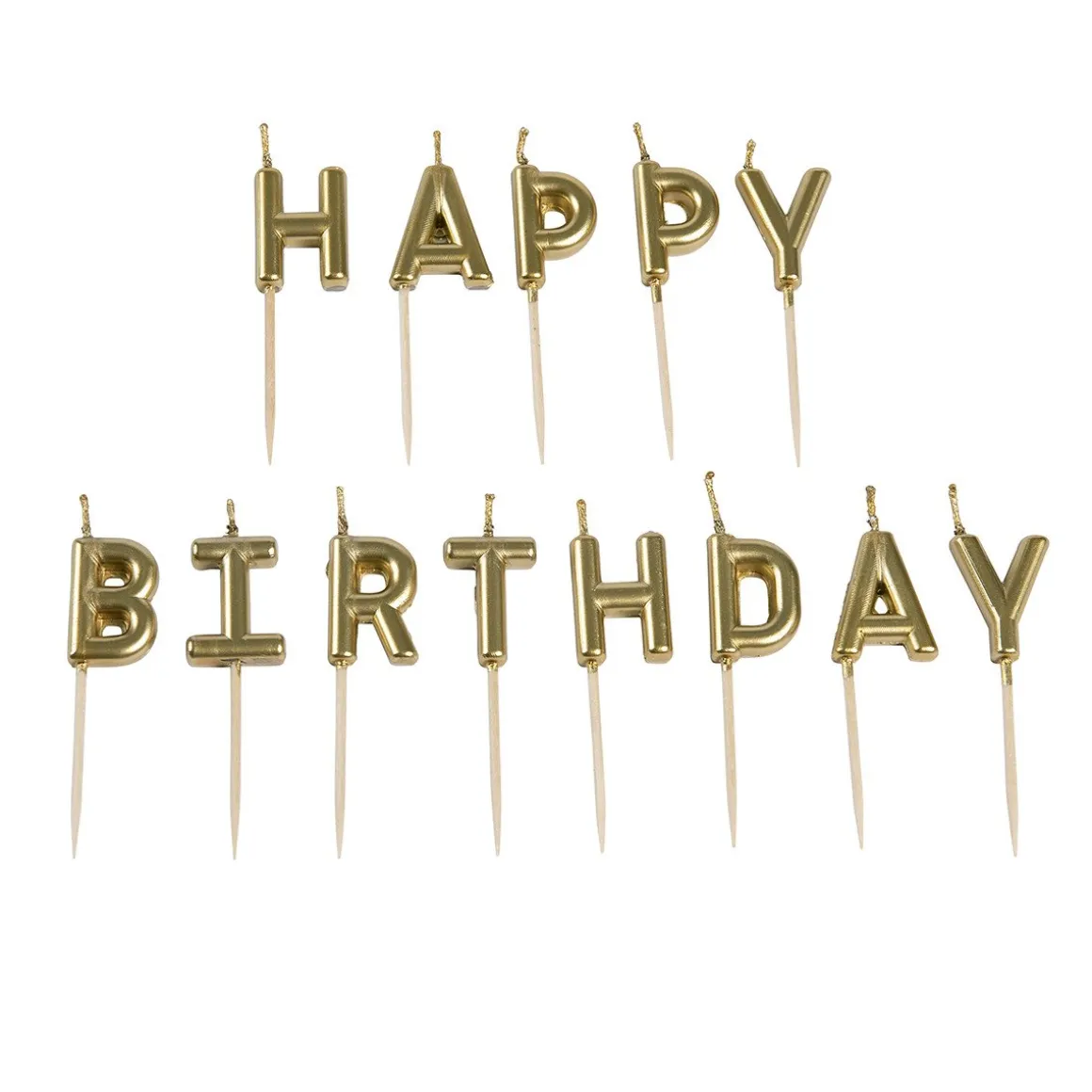 Taartkaarsjes Happy Birthday Goud
