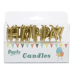 Taartkaarsjes Happy Birthday Goud