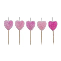 Taartkaarsjes Hartjes Glitter 5st.