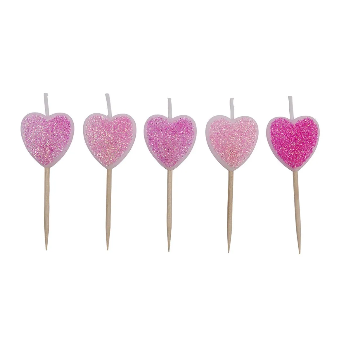 Taartkaarsjes Hartjes Glitter 5st.