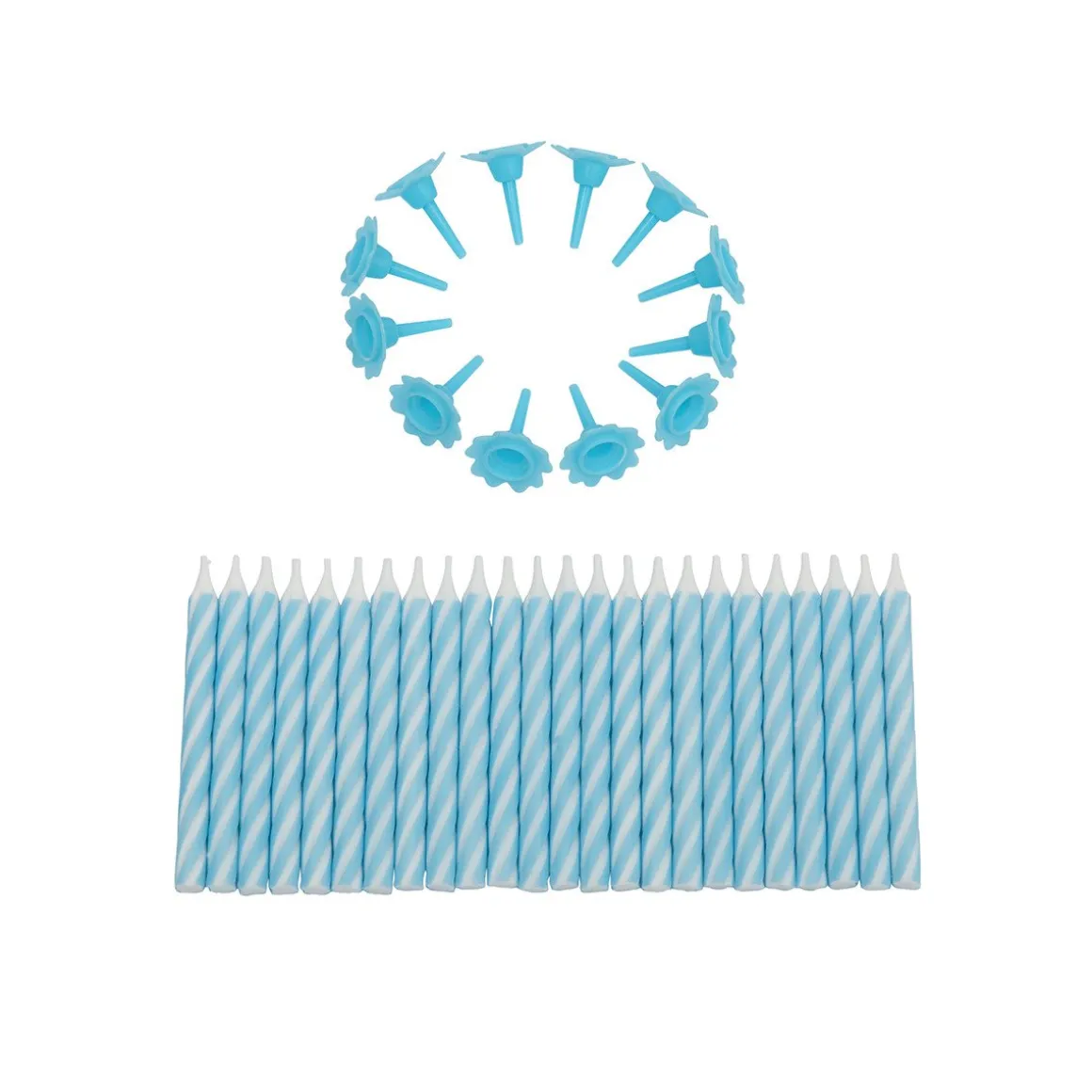 Taartkaarsjes met houders Blauw 24st**