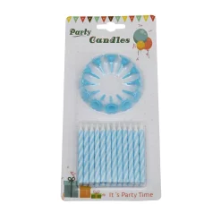 Taartkaarsjes met houders Blauw 24st**