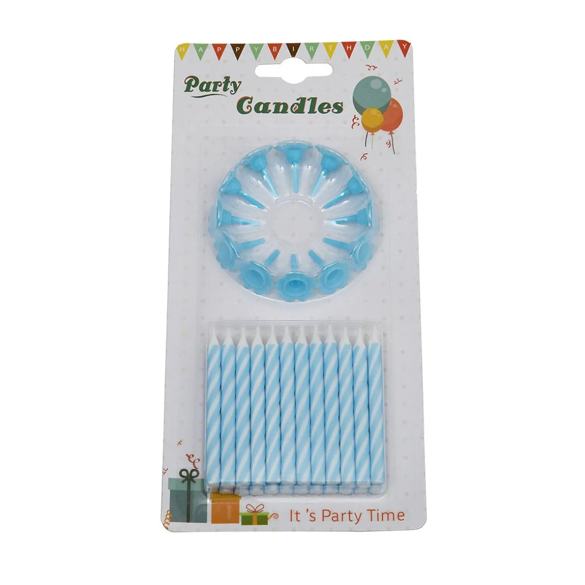 Taartkaarsjes met houders Blauw 24st**