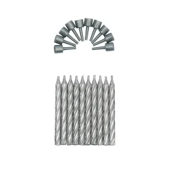 Taartkaarsjes met houders Zilver 10st**