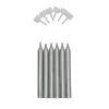 Taartkaarsjes met houders Zilver 6st.**