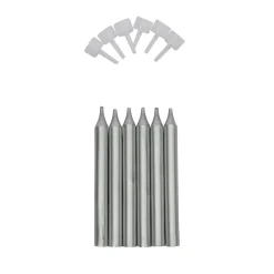 Taartkaarsjes met houders Zilver 6st.**