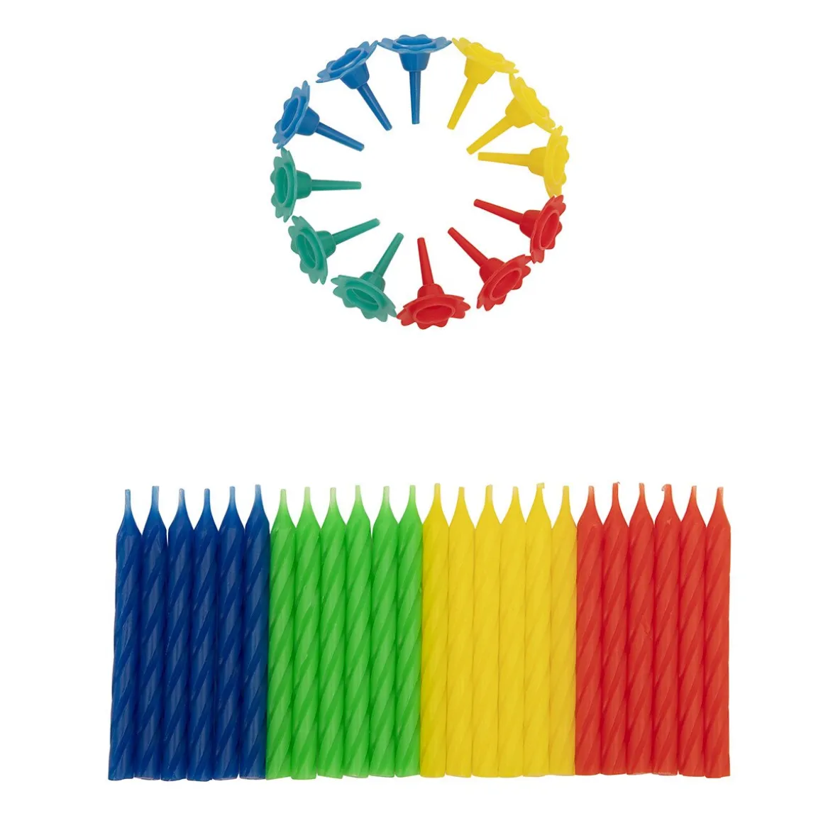 Taartkaarsjes Multi 24st + 12 houders
