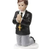 Taarttopper Communie Jongen met Kruis Polystone 7cm