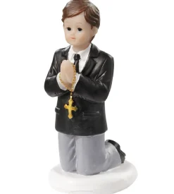 Taarttopper Communie Jongen met Kruis Polystone 7cm