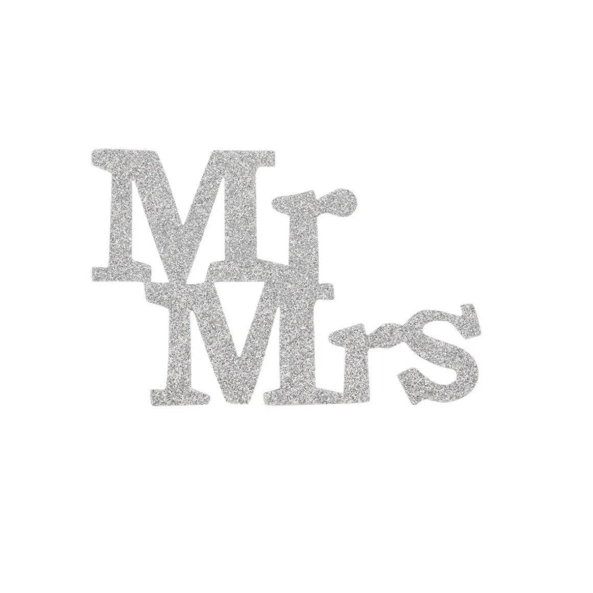 Taarttopper Mr & Mrs Kunststof Zilver 11cm 4st