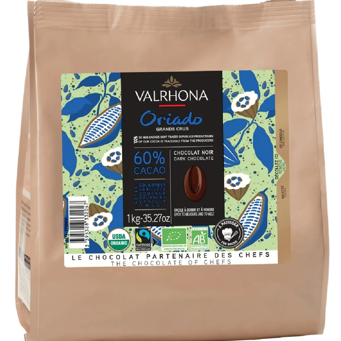 Valrhona Chocolade Druppels Puur Oriado (60%) 1kg