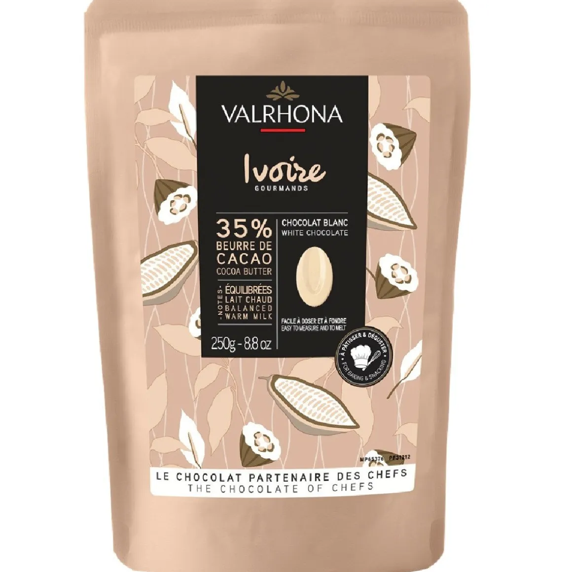 Valrhona Chocolade Druppels Wit Ivoire (35%) 250g